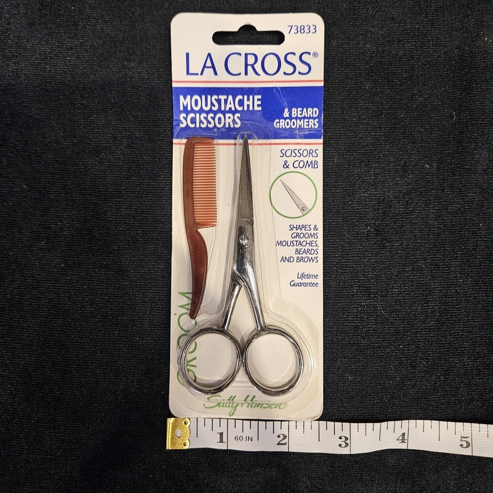 Vintage LA CROSS Moustache & Beard Groomers 73833 Scissors And Comb Sally Hansen - Picture 4 of 4